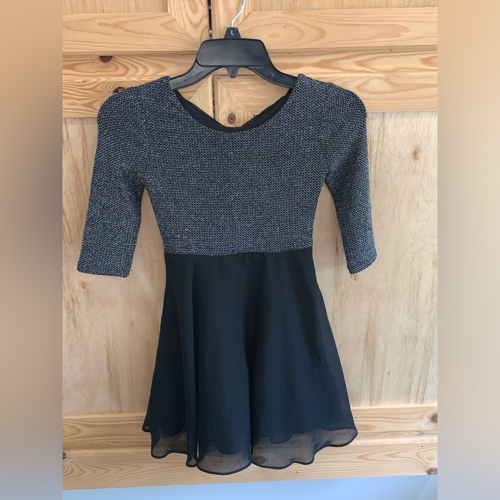 Amy Byer black shimmer skater bow dress size 7